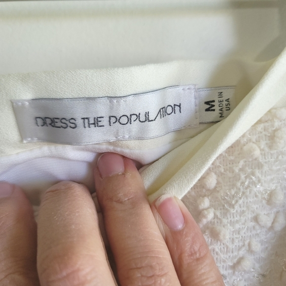Dress The Population, Boucle Pencil Skirt, Ivory, Cream, Size Medium - Picture 4 of 7